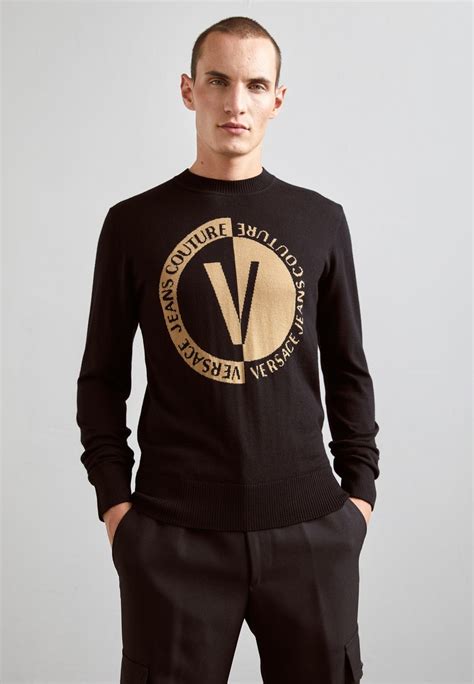 Versace Jeans Elegante Maglione Con Logo Monocromatico